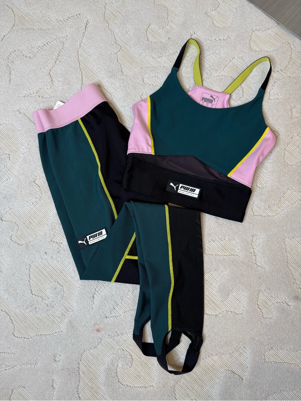 Puma Teal Pink Black Colorblock Active Set
